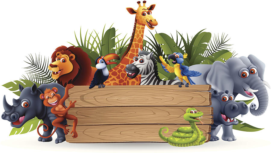 Wild Animals with Banner Drawing by AlonzoDesign
