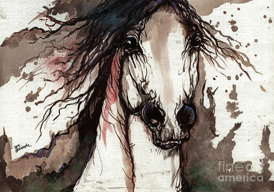 Wild Arabian Horse Painting by Ang El