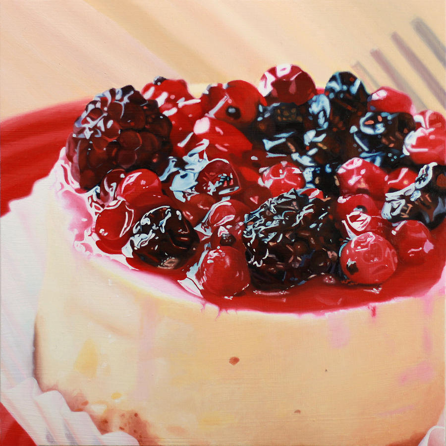 Cheesecake Painting - Wild Berry Cheesecake by Guenevere Schwien