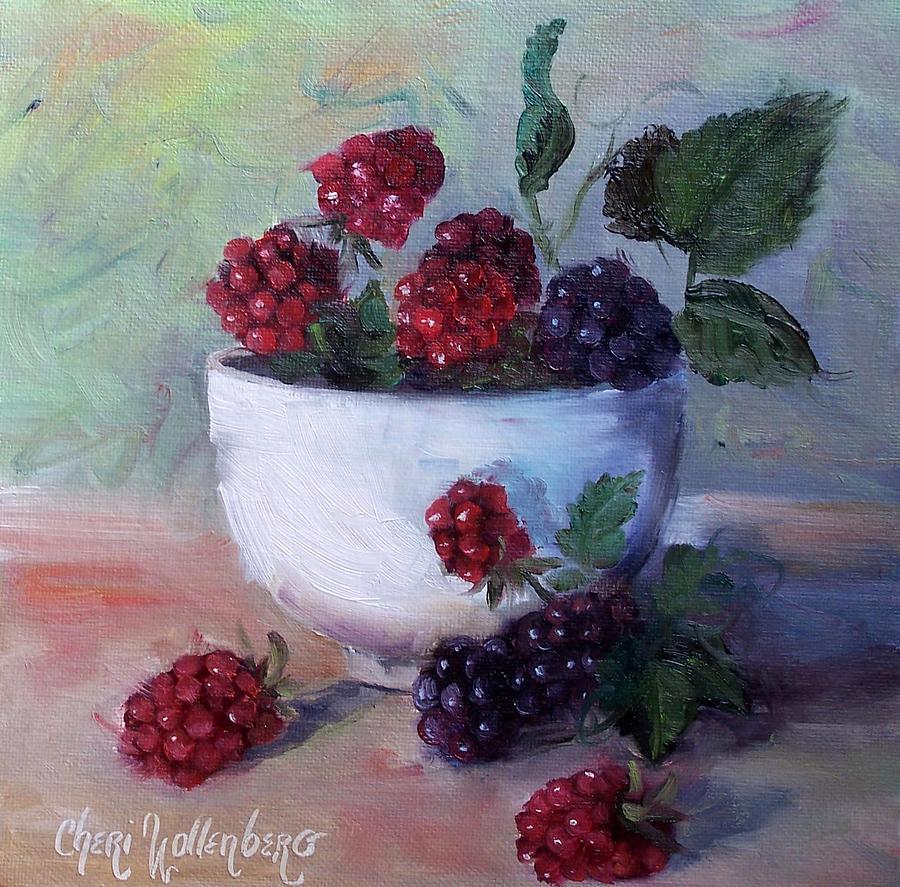 Wild Blackberries Painting by Cheri Wollenberg