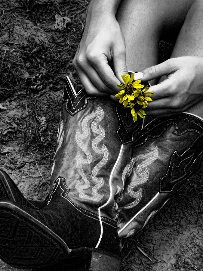 Flower Photograph - Wild Flower Boots by Kristie  Bonnewell