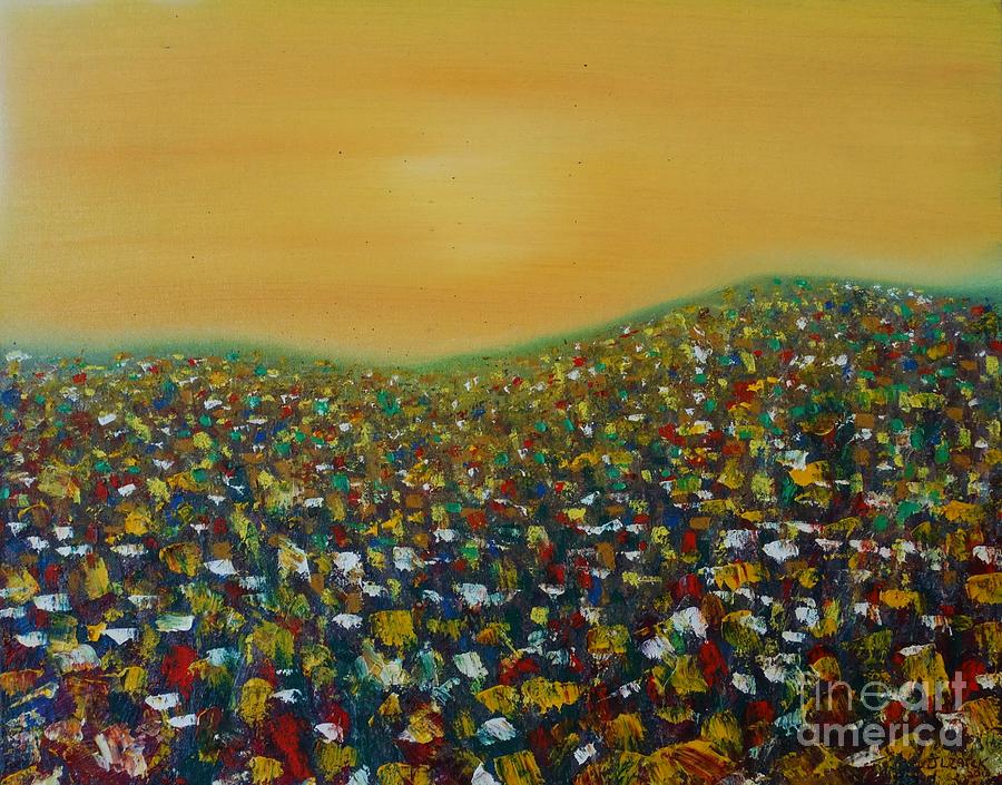 Wild Flower Field Painting by J L Zarek