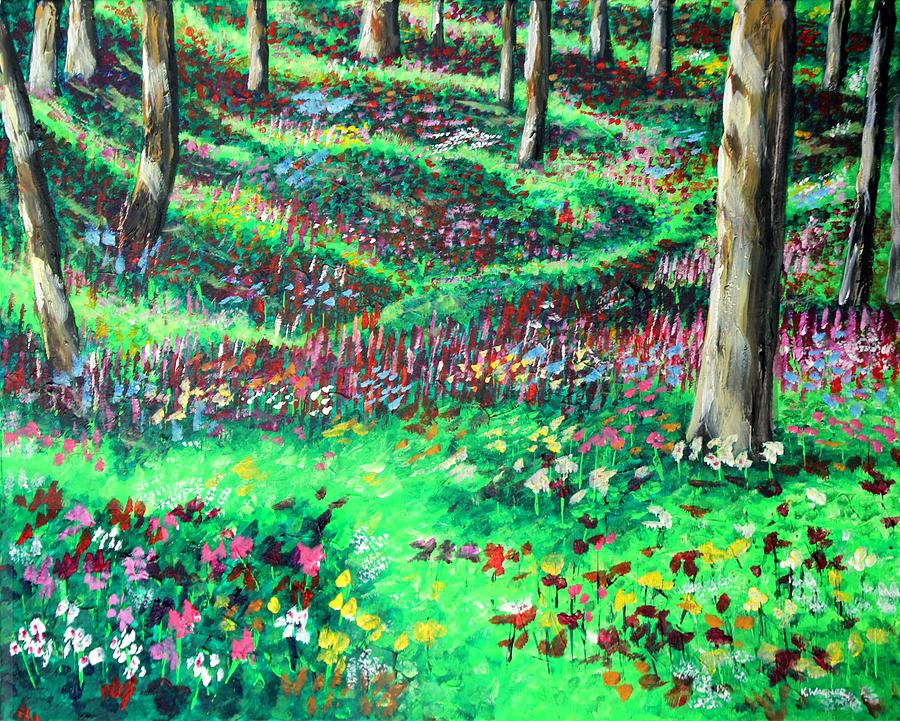 Wild Flowers and Trees Painting by Karl Wagner