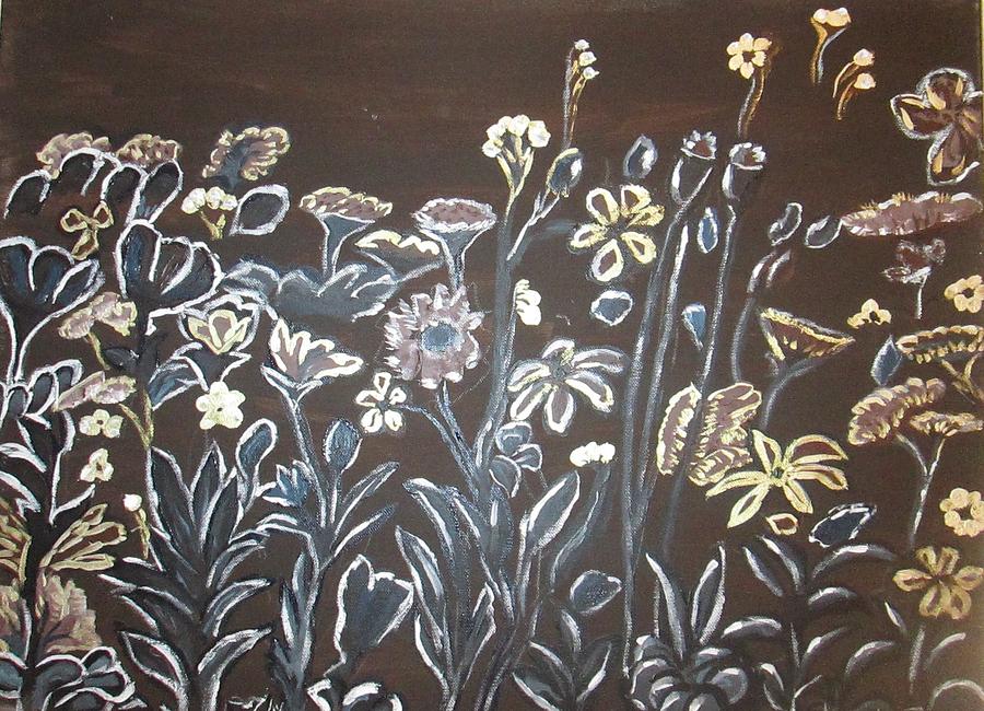 Wild Flowers Brown Painting by Jennylynd James
