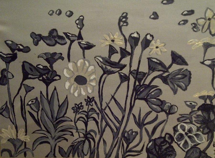 Wild Flowers Grey Painting by Jennylynd James
