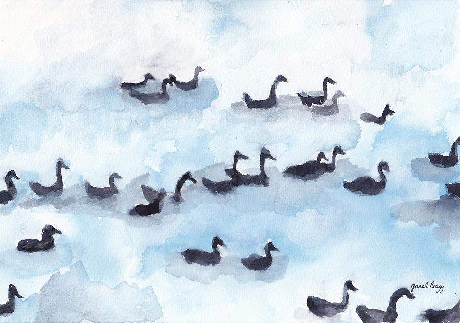 Geese Painting - Wild Geese in Fidalgo Bay by Janel Bragg