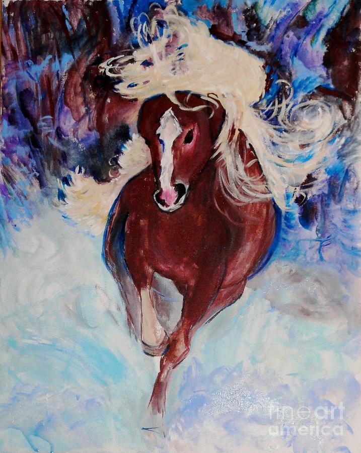 Horse Painting - Wild Heart Running by Helena Bebirian