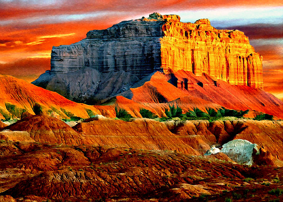 Desert Painting - Wild Horse Butte Utah by Bob and Nadine Johnston