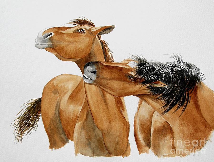 Wild Horse Kisses Painting by Joette Snyder