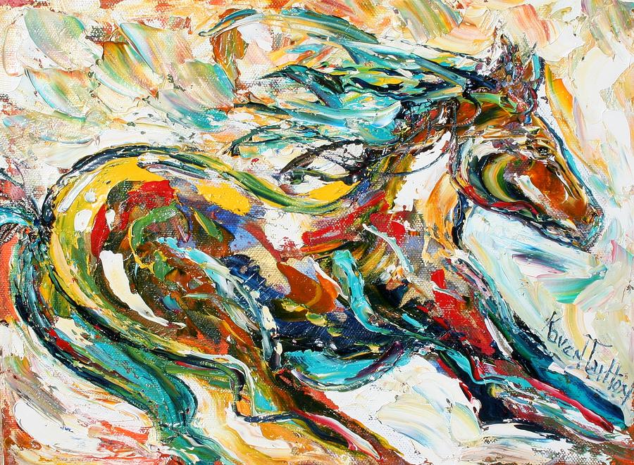 Abstract Painting - Wild Horse Run by Karen Tarlton