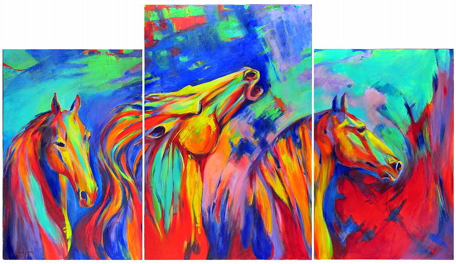 Abstract Painting - Wild horses by Daniel Cristian Chiriac