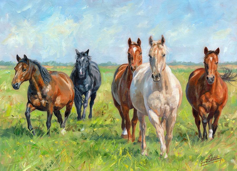 Wild Horses Painting by David Stribbling