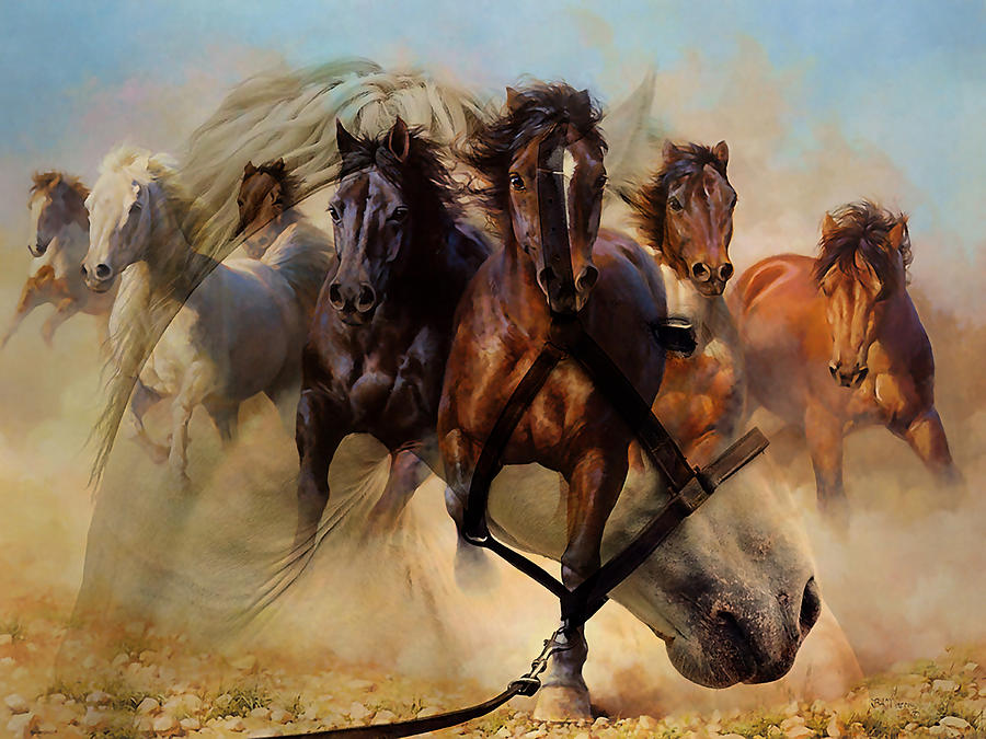 Horse Mixed Media - Wild Horses by Marvin Blaine