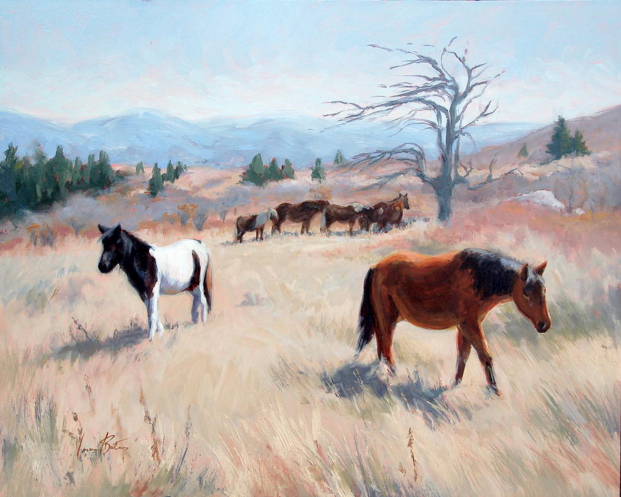 Wild Horses of Grayson Highlands Painting by Laura Bates - Fine Art America