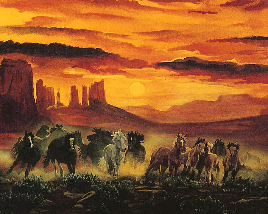 Wild Horses Painting by Tim  Joyner