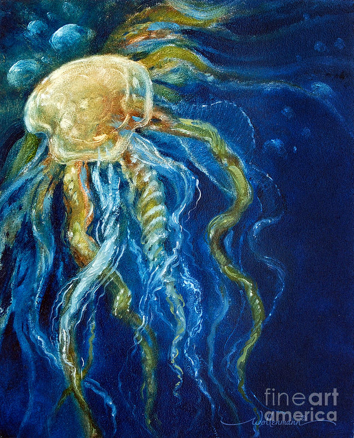 Wild Jellyfish Reflection Painting by Randy Wollenmann