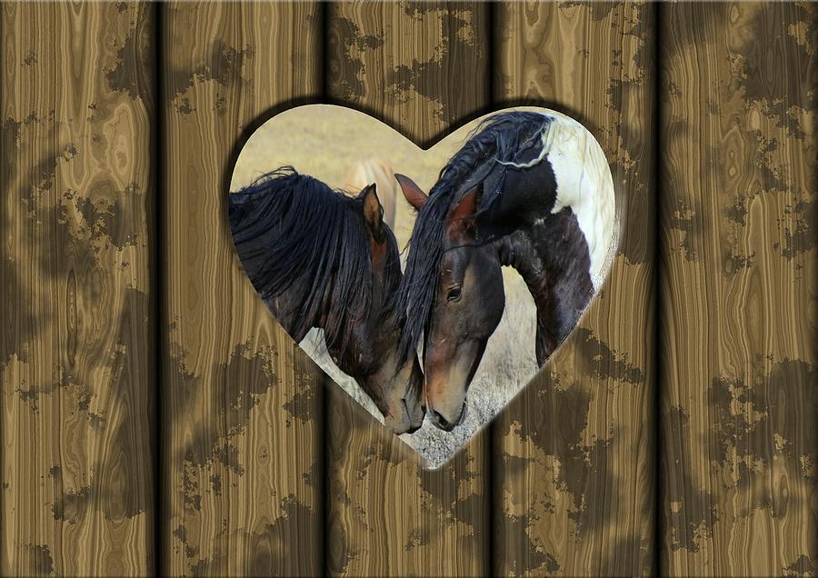 Horse Digital Art - Wild Mustang Love by Jean Gebhard