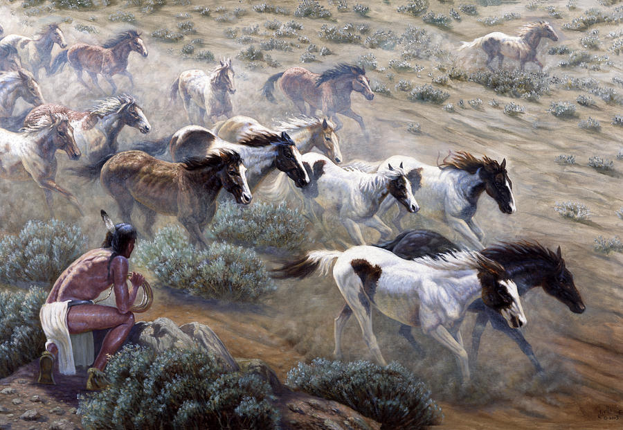 Desert Painting - Wild Mustangs by Gregory Perillo