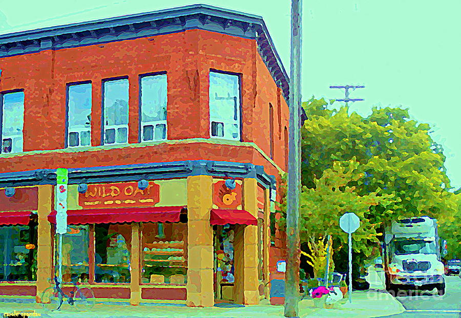 Wild Oat Bakery Cafe Veggie Restaurant Quaint Corner Shop The Glebe Ottawa Scenes Cspandau Paintings Painting by Carole Spandau