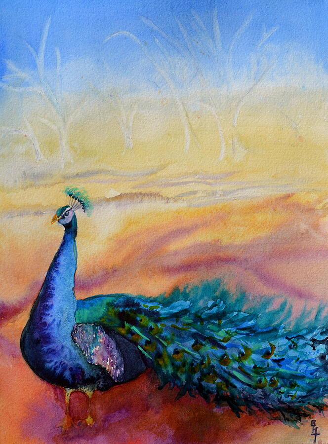 Wild Peacock Painting by Beverley Harper Tinsley