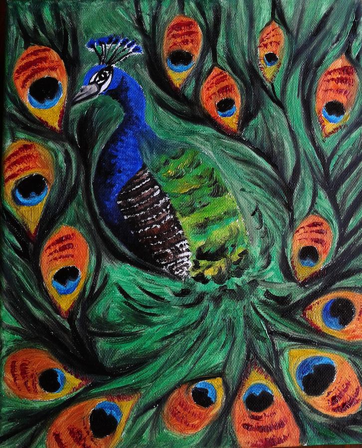 Wild Peacock Painting by Silvia Stoyanova