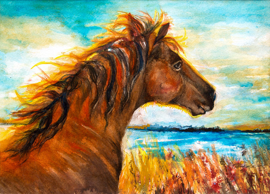 Horse Painting - Wild Pony of Assateague Island by Patricia Allingham Carlson