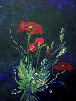 Wild Poppies Bouquet Painting by Dorothy Maier