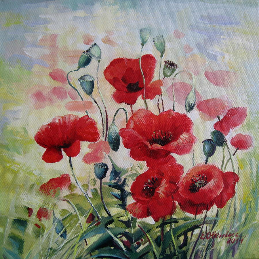 Wild poppies Painting by Elena Oleniuc