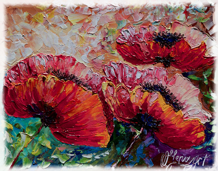 Wild Poppies Painting by Lena Owens - OLena Art Vibrant Palette Knife and Graphic Design
