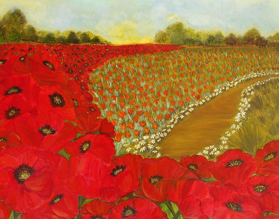 Wild Red Poppies Painting by Yesi Casanova 