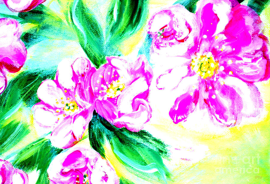 Wild Roses 34.1. Morning in my garden  Mixed Media by Oksana Semenchenko