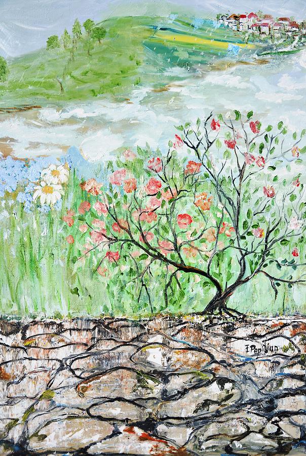 Spring Painting - Wild Roses by Evelina Popilian