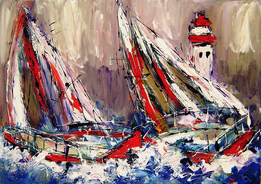 Wild Sails Painting by Mary Cahalan Lee - aka PIXI