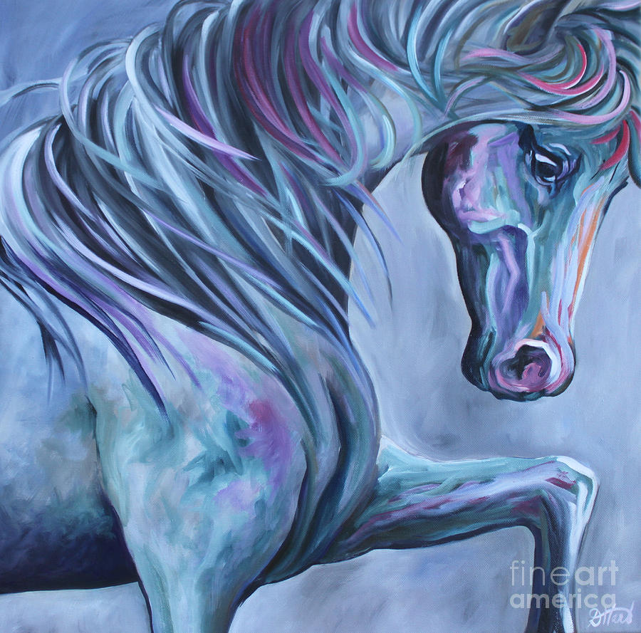 Wild Stallion Abstract Painting by Debbie Hart