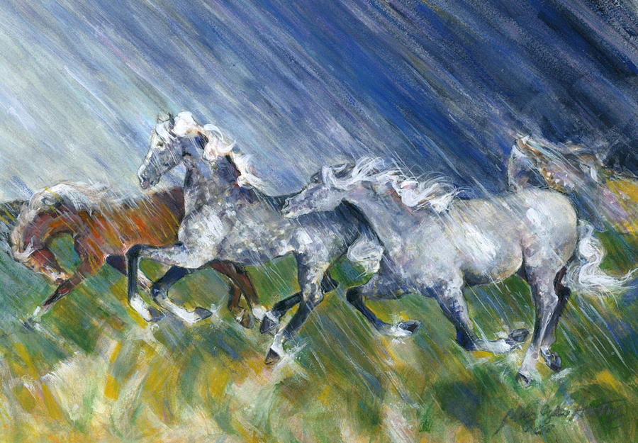 Horse Painting - Wild Storm by Mary Armstrong