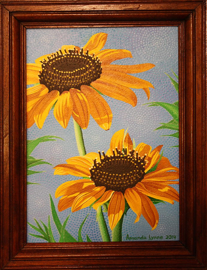 Wild Sunflower Duet Painting by Amanda  Lynne