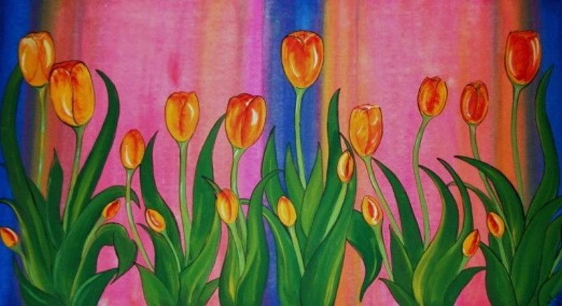 Wild Tulips Painting by Cindy Micklos
