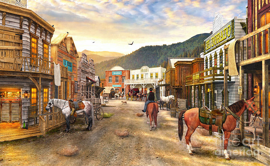 Horse Digital Art - Wild West Town by Dominic Davison