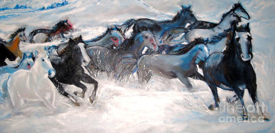 Wild Wild Horses Painting by Helena Bebirian