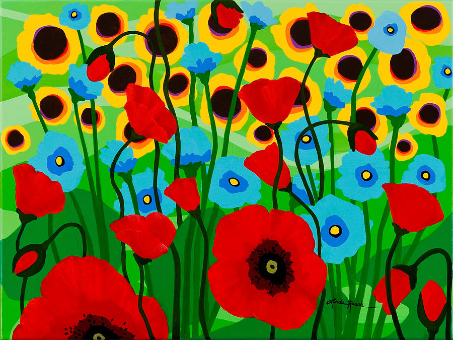 Wildflower Fiesta Painting by Linda Rauch