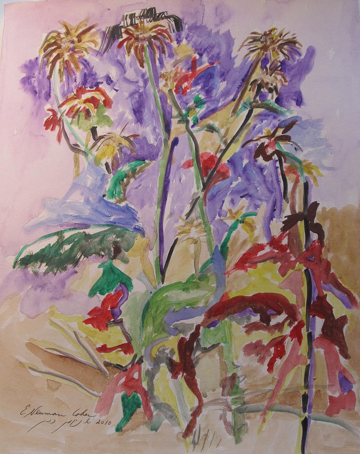 Wildflowers Tryptich 2 Painting by Esther Newman-Cohen