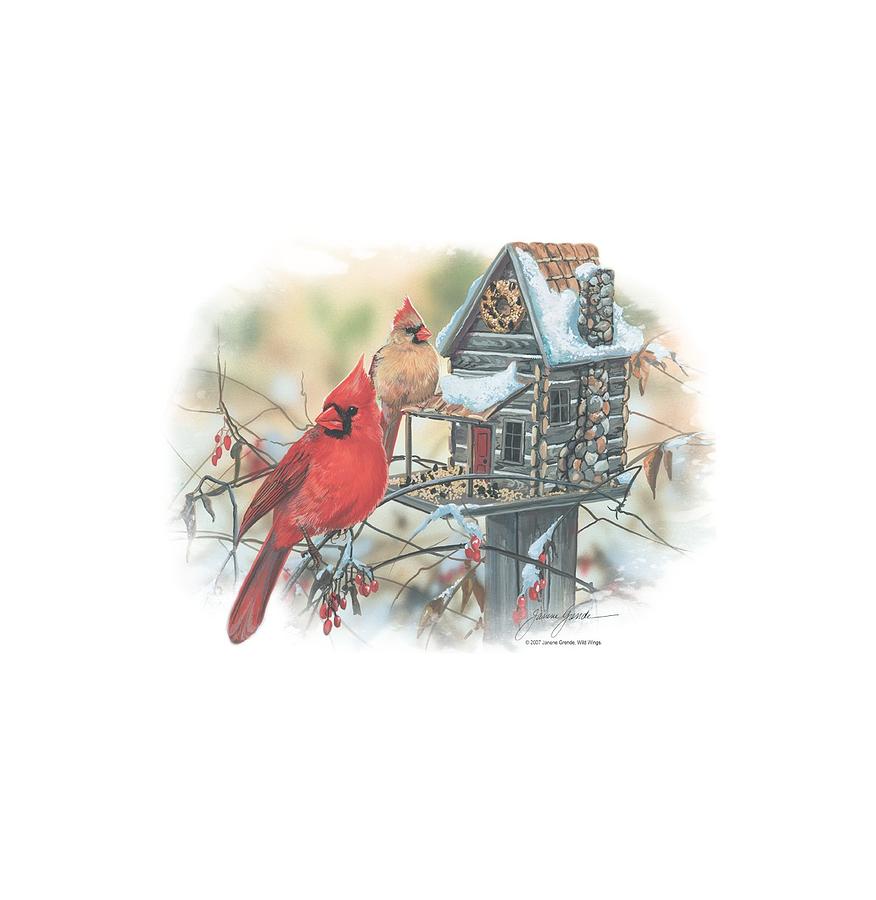 Wildlife Digital Art - Wildlife - Cardinals Rustic Retreat by Brand A