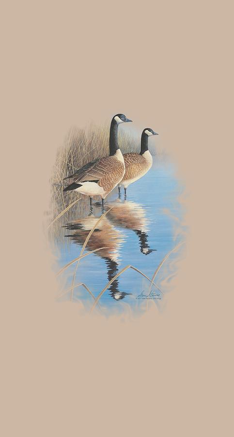 Wildlife Digital Art - Wildlife - Morning Reflections Canada Geese by Brand A