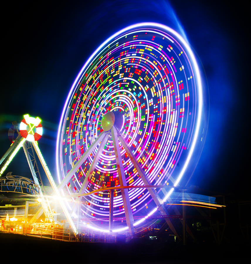 Beach Photograph - Wildwood Ferris Wheel at Night by Bill Cannon