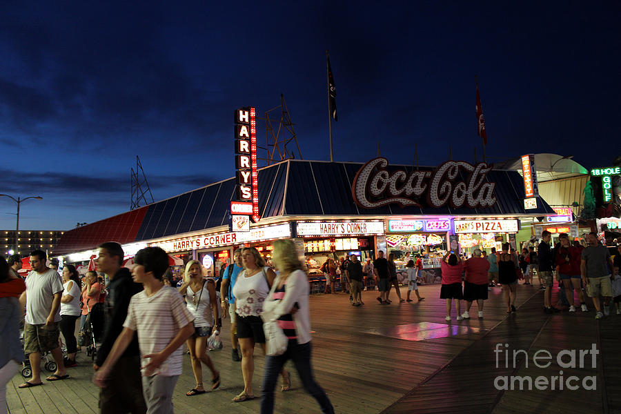 Wildwood Midway At Night Photograph by Susan Stevenson