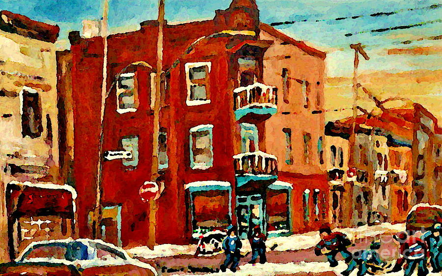 Montreal Canadiens Painting - Wilenskys Hockey Art Paintings Originals Commissions Prints Montreal Deps Street Art Carole Spandau  by Carole Spandau