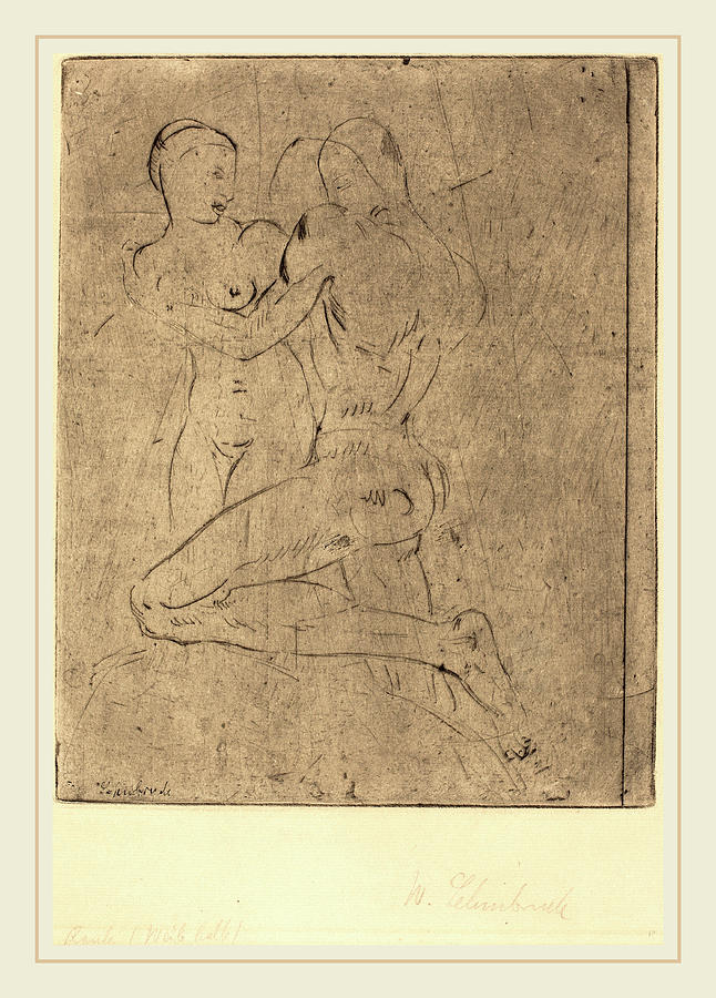 German Drawing - Wilhelm Lehmbruck, Rape II Raub II, Weib Halb by Litz Collection