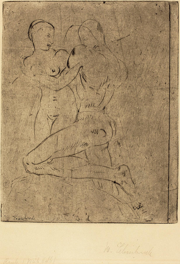 Wilhelm Drawing - Wilhelm Lehmbruck, Rape II Raub II, Weib Halb by Quint Lox