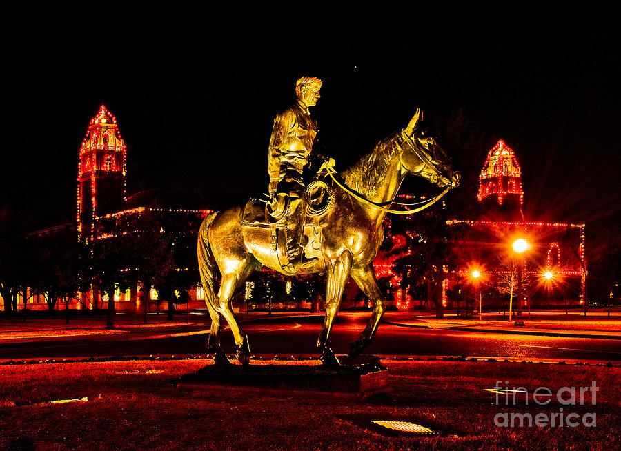 Will Rogers Statue and Bell Towers Photograph by Mae Wertz