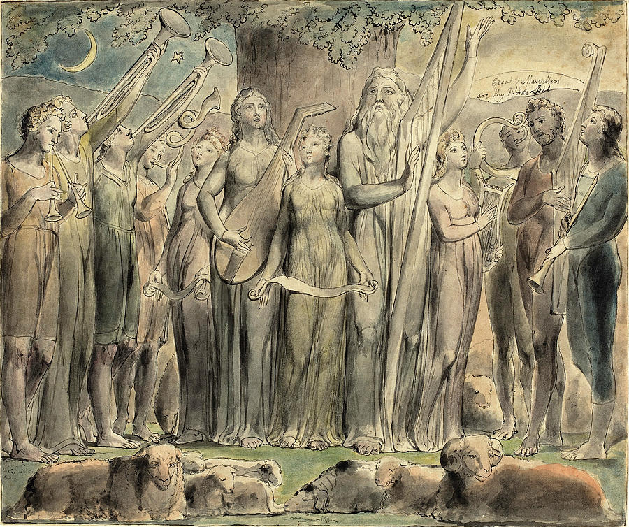 William Blake Drawing - William Blake British, 1757 - 1827, Job And His Family by Quint Lox
